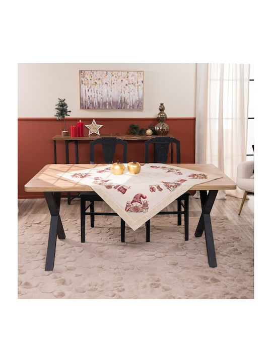 Teoran Set Christmas Tablecloths Square Fabric Beige 2pcs