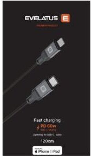 Evelatus USB-C zu Lightning Kabel 60W Schwarz 1.2m (MFI09CLB1)