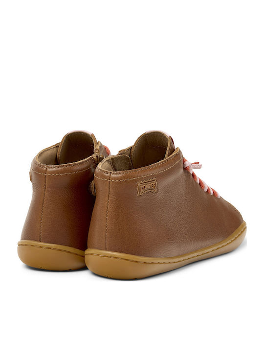 Peu Cami Leather Kids Boots with Laces Brown