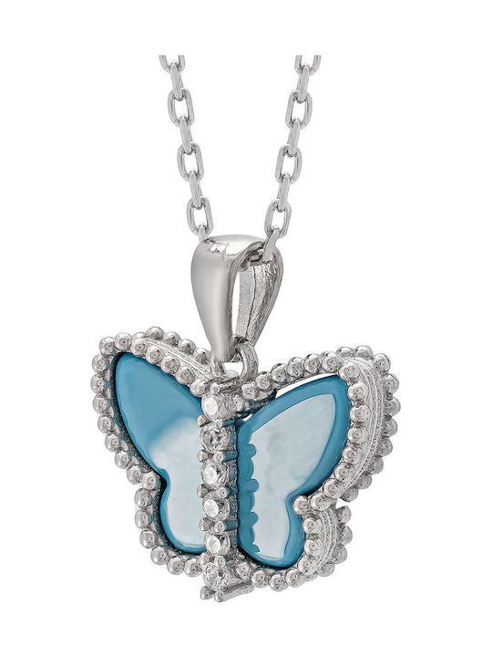 Kiriakos Gofas Charm mit Design Schmetterling aus Silber mit Zirkon