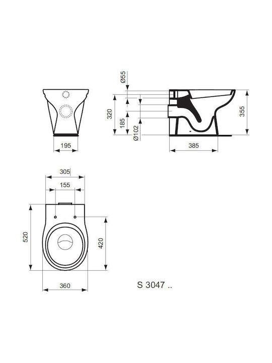 Ideal Standard Armitage Shanks Contour 21 35.5cm Wall-hung Kids Toilet White