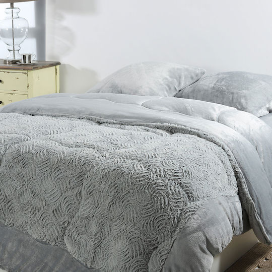 Silk Fashion Duvet Cover Queen 220x240cm Blue Silver 240 GSMGsm