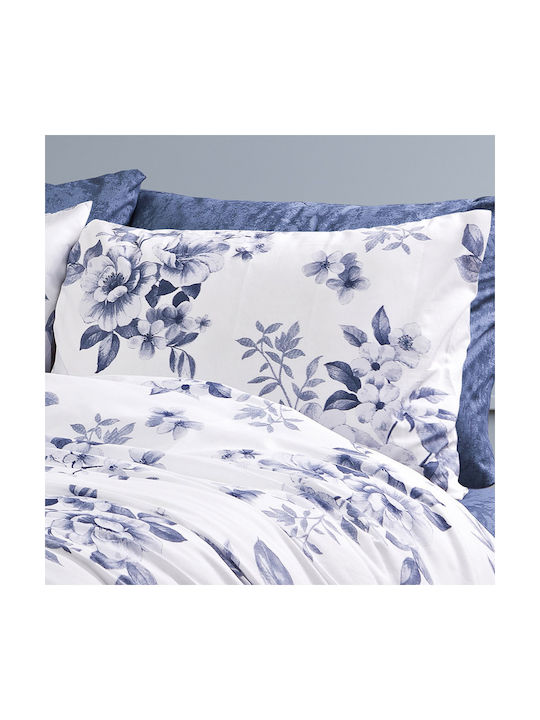 Μαξιλαροθήκη με Φάσα White-blue 50x70εκ.