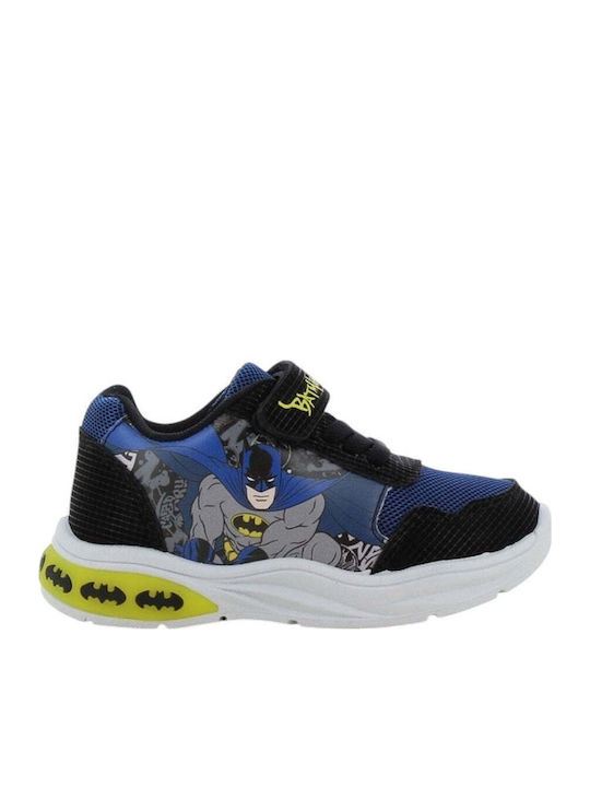 Παιδικά Sneakers Ανατομικά με Σκρατς & Φωτάκια Μαύρα
