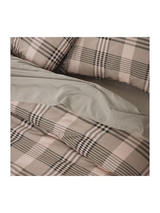 Das Home Duvet Cover Set Cotton Single with Pillowcase 160x240 Beige, Olive