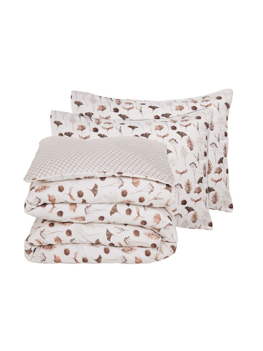 Das Home Duvet Cover Set Cotton Single with Pillowcase 160x240 Beige, Brown