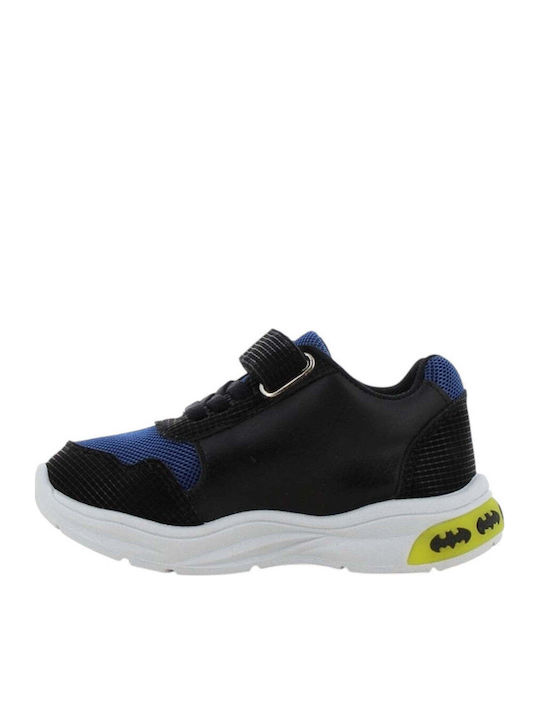 Παιδικά Sneakers Ανατομικά με Σκρατς & Φωτάκια Μαύρα