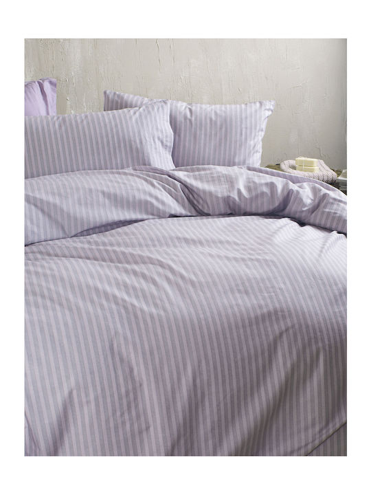 Rythmos Duvet Cover Set Cotton Single with Pillowcase 160x250 Polene Purple