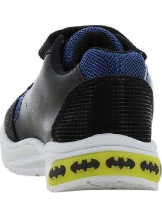 Παιδικά Sneakers Ανατομικά με Σκρατς & Φωτάκια Μαύρα