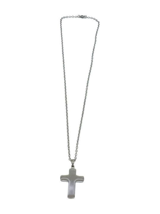 Kalliopi Silver Crucifix Bărbat Negru Din Oțel Cu Lanț