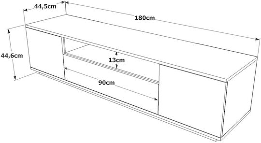 Έπιπλο Τηλεόρασης Anthracite-oak Μ180xΠ44.5xΥ44.6cm