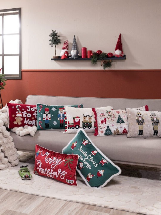 Teoran Christmas Decorative Pillow Rectangular Green 35x60cm