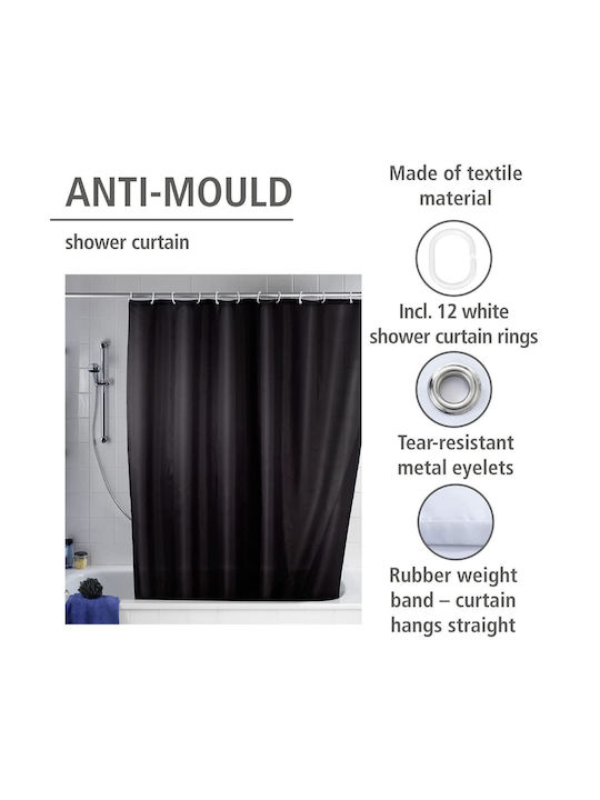 Wenko Plain Shower Curtain 180x200cm Black
