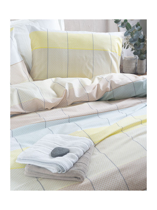 Rythmos Colette Elektrische Gitarren Tagesdecke Einzelbett aus Baumwolle & Polyester Yellow - Light Blue 160x240cm 2Stück