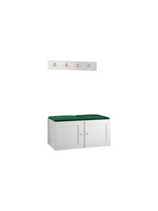 Hartford 376 Eingangsmöbel mit Spiegel & Garderobe Green, White 84x44x42cm