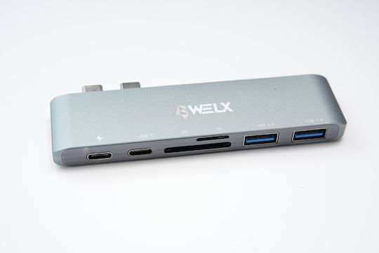 Welx WL6 USB Hub 4 Ports USB 3.1 with USB-A / USB-C Connection Silver