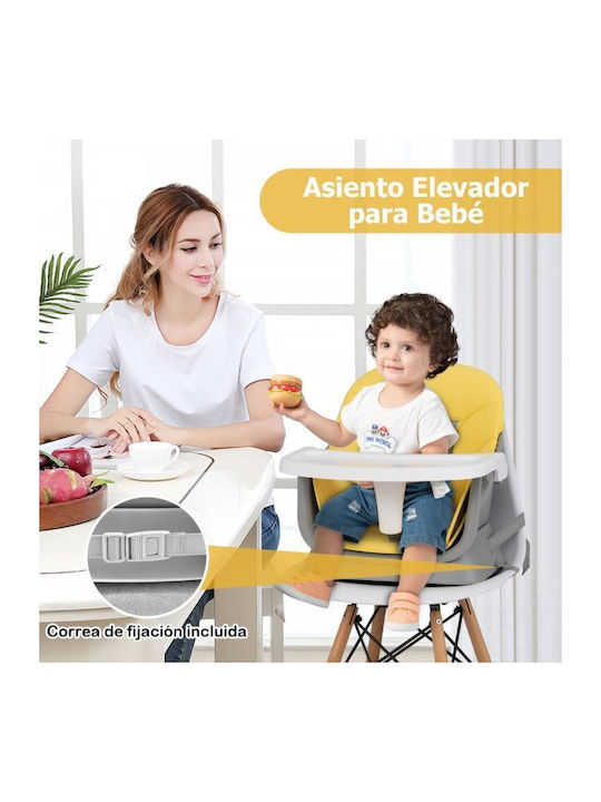Costway Καρεκλάκι Φαγητού 6 in 1 με Ρυθμιζόμενο Ύψος Κίτρινο