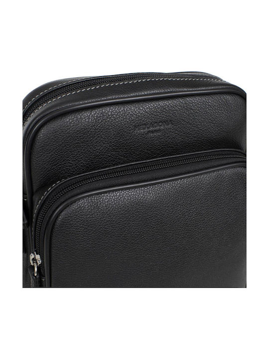 Leder Herrentasche Schulter / Crossbody Schwarz