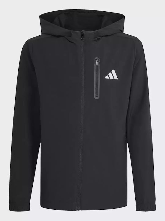 Sportlich Kinderstrickjacke mit Kapuze Schwarz