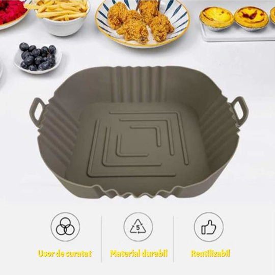 Siks Covoraș de Protecție din Silicon pentru Air Fryer Universal pentru Prăjire Coacere Reutilizabil Pătrat Gri