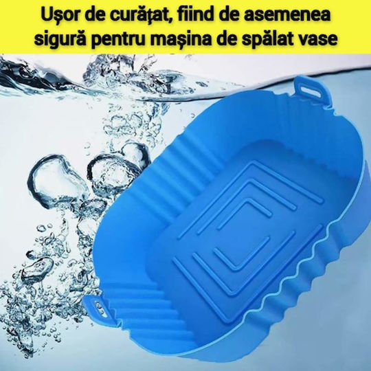Covoraș de Protecție din Silicon Siks pentru Air Fryer Universal pentru Prăjire și Coacere Reutilizabil Pătrat Albastru