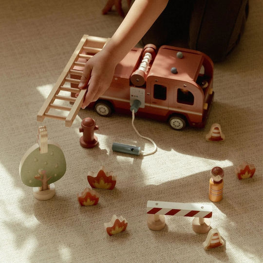Little Dutch Fire Truck Vehicle with Accessories Made of Wood for 24+ Months