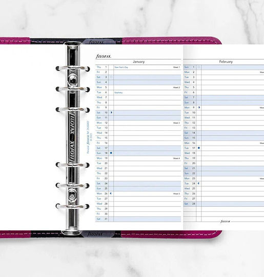 Filofax Personal Lunar Refil jurnal 2026 Alb 9.5x17.1cm