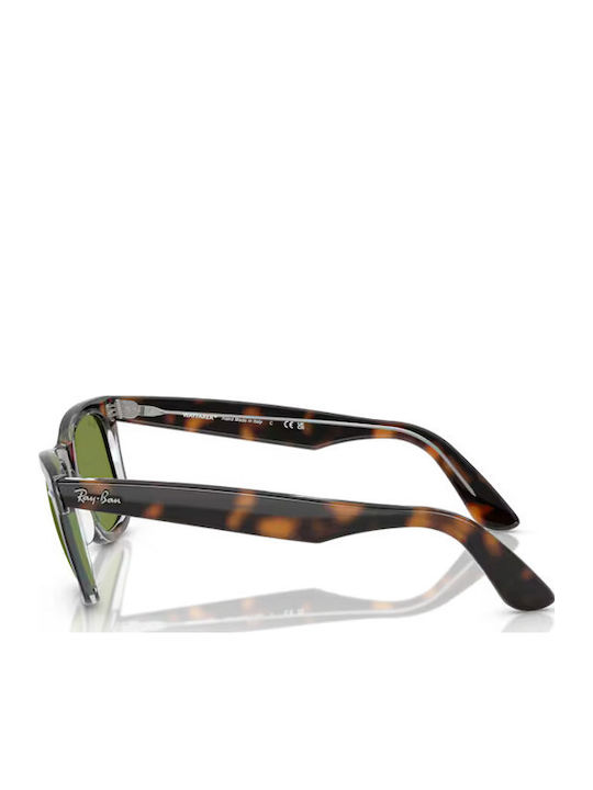 Ray Ban Wayfarer Унисекс Слънчеви Очила с Кафяв Костенурков Пластмасов Рамка и Зелен Лещи