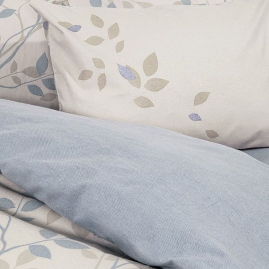 Nima Sheet Sets King Size Flannel 265x280cm. High Up Beige, Blue 4pcs