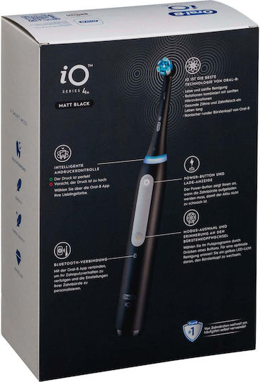 Oral-B iO Series 4 Electric Toothbrush with Timer, Pressure Sensor, and Travel Case Matt Black