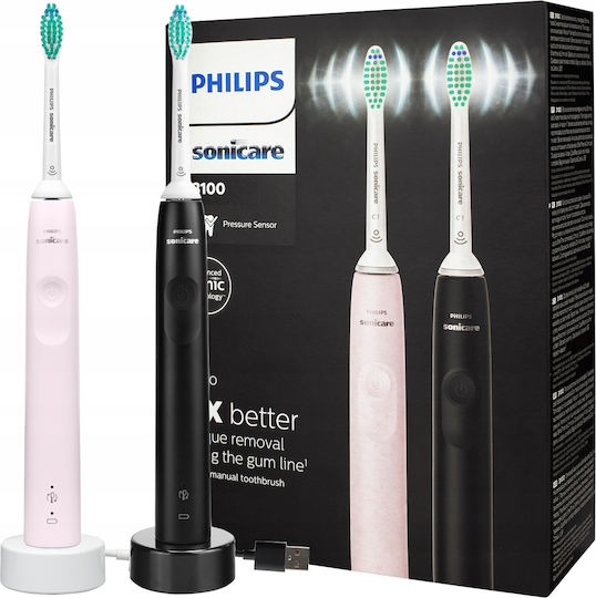 Philips Sonicare 3100 Electric Toothbrush with Timer and Pressure Sensor Black / Sugar Rose