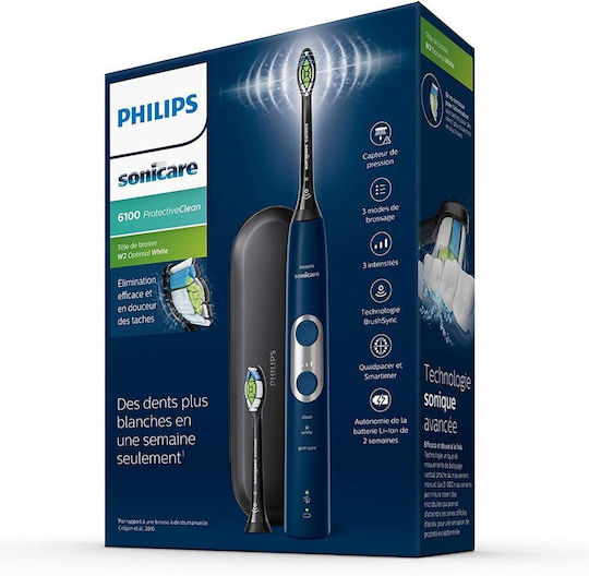 Philips Sonicare ProtectiveClean 6100 Електрическа Четка за Зъби с Калъф за Пътуване Тъмносин