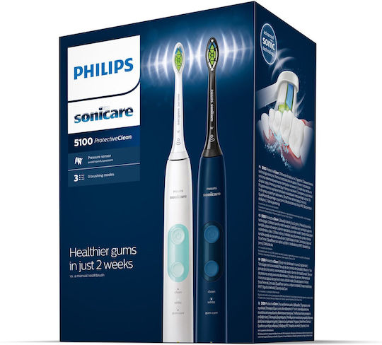 Philips Sonicare Protective Clean 4300 Електрическа Четка за Зъби с Таймер и Калъф за Пътуване Бял