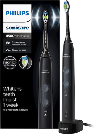 Philips Sonicare ProtectiveClean 4500 Elektrische Zahnbürste mit Timer und Drucksensor Schwarz