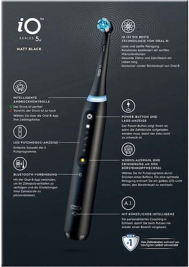 Oral-B iO Series 5 Electric Toothbrush with Pressure Sensor and Travel Case Matt Black