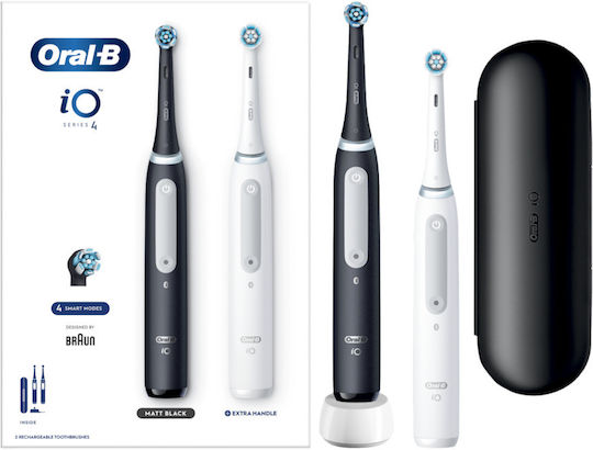 Oral-B Io Series 4 Elektrische Zahnbürste mit Drucksensor und Reisetasche Schwarz