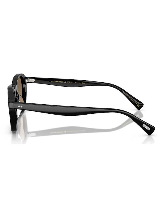 Oliver Peoples Unisex Sunglasses with Black Plastic Frame and Brown Gradient Polarized Lens