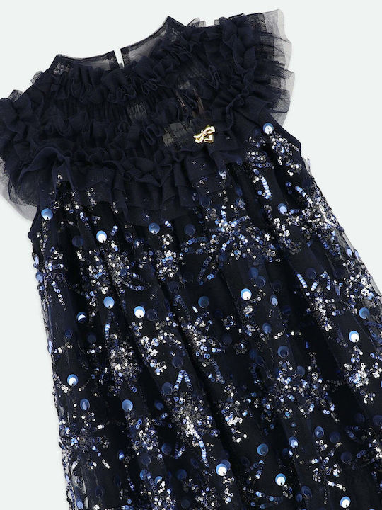 Girls Dress Sleeveless Tulle Navy Blue