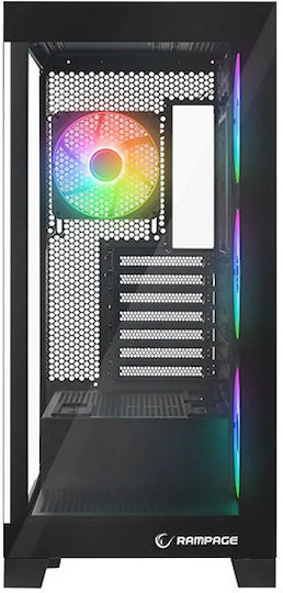 Rampage Hydra V2 Gaming Midi Tower Computer Case with Side Window Black