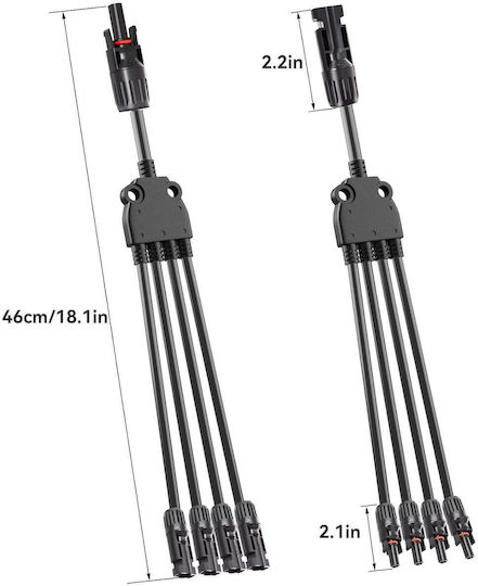 Conector Solar MC4 Splitter 1 La 4 Y – Pereche M Ffff + F Mmmm 1000V DC 30A IP67 2,5mm 4mm 6mm Certificări CE RoHS – Onuvio