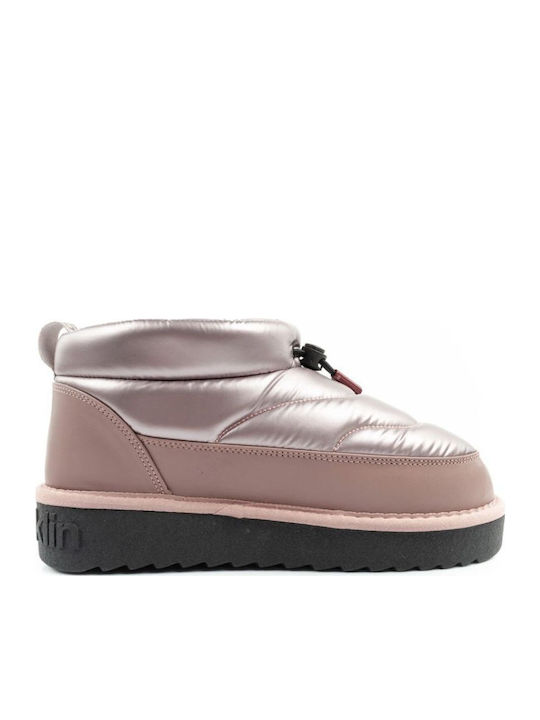 Synthetic Leather Snow Boots with Fur Gold