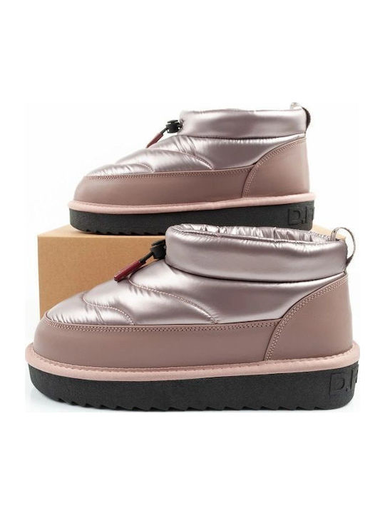 Synthetic Leather Snow Boots with Fur Gold