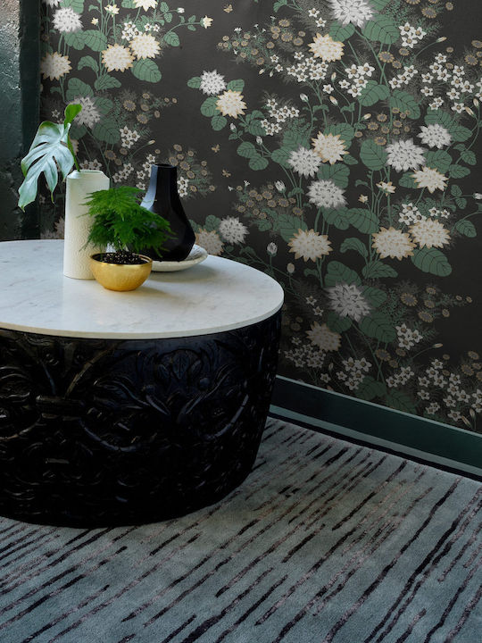 Florence Broadhurst Slub Handgefertigt Teppich Rechteckig Synthetisch,Polyester/Cotton/Leather Charcoal