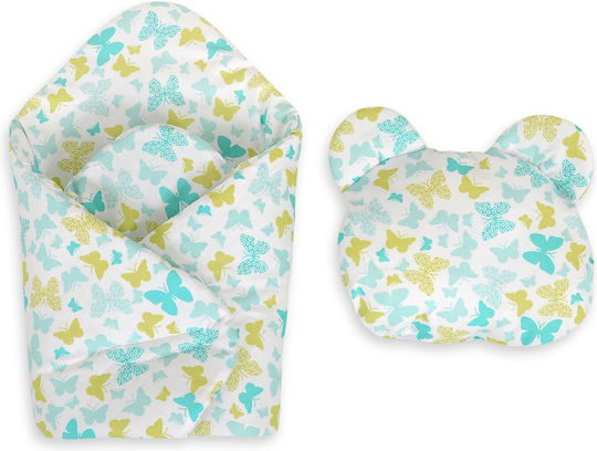 Doll Blanket Bear Pillow Mint Butterflies