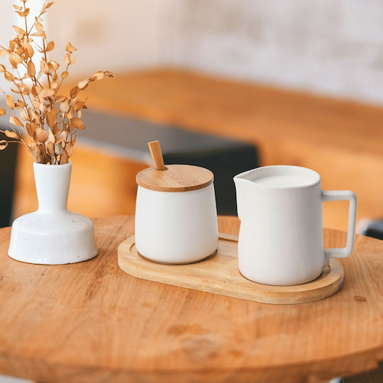 Miamio Set Cană pentru lapte & Zaharniță de Servire Ceramică Alb 1buc