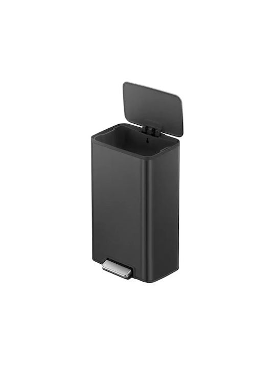 Eko Coș De Gunoi Marina Din Oțel Inoxidabil Cu Pedală Negru 30lt