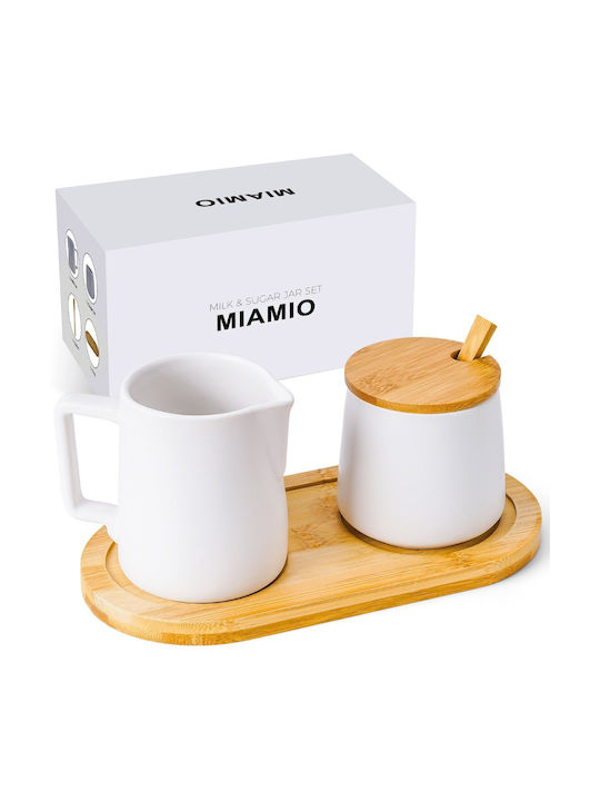 Miamio Set Cană pentru lapte & Zaharniță de Servire Ceramică Alb 1buc