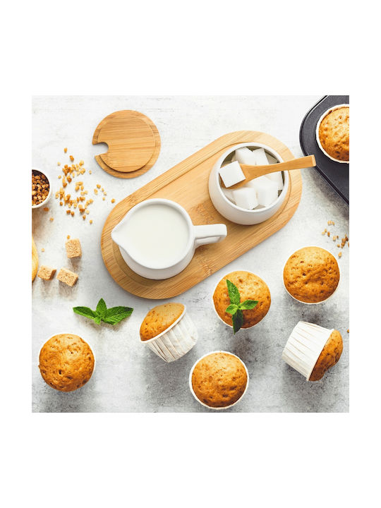 Miamio Set Cană pentru lapte & Zaharniță de Servire Ceramică Alb 1buc