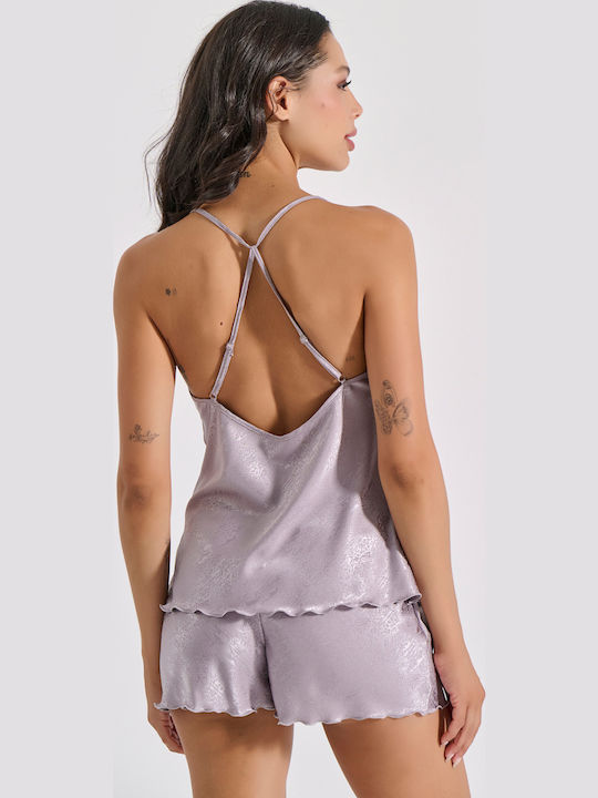 Milena by Paris Χειμερινό Babydoll Ασημί