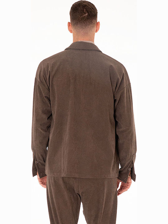 Дълъг Ръкав Рипсено Кадифе Overshirt Пуро